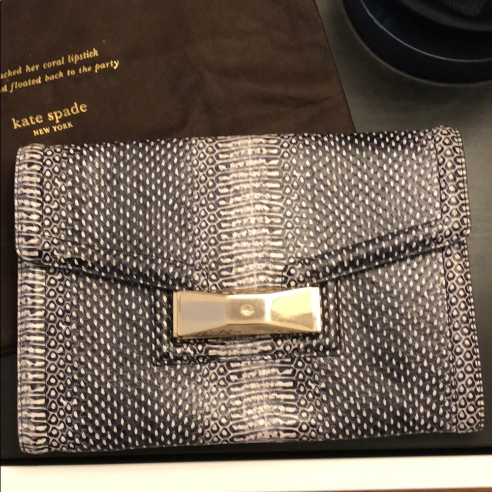 Kate Spade Black and White Exotic Clutch